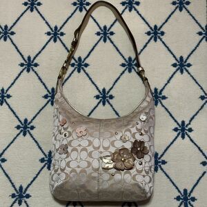 Coach Y2K Signature Floral Appliqué Duffle Hobo Shoulder Bag 2012 18896 - Khaki
